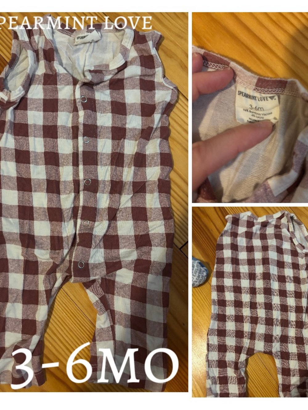 Maroon & White Check Cotton Romper
